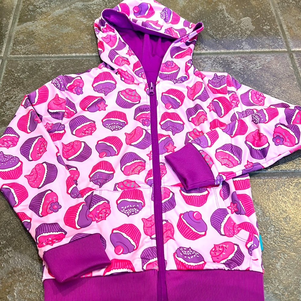 Girls reversible like new zip hoodie fits size 8/10